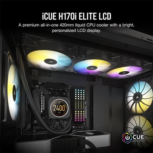 Corsair iCUE H170i Elite LCD Display CPU Liquid Cooler (Black)
